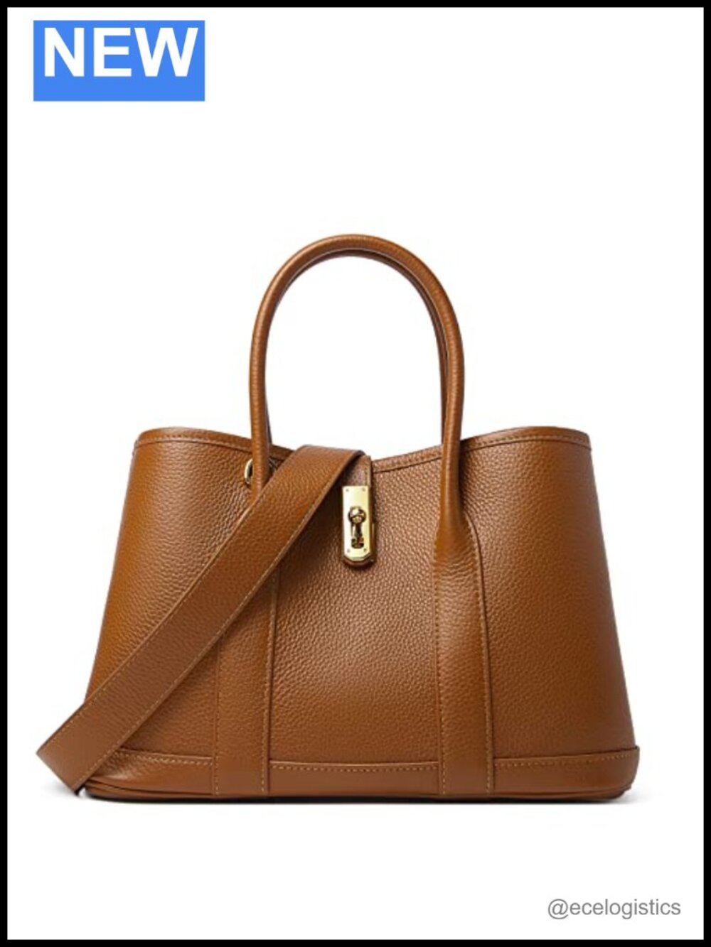 Genuine Leather Top Handle Satchel Tote Bag for Women with Twist Lock